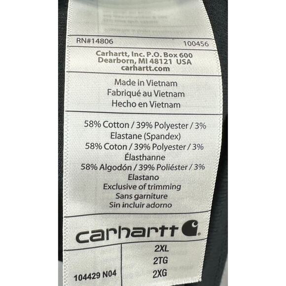 Carhartt NEW Relaxed Fit Heavyweight Pocket Henley Men’s Big&Tall Size 2XL Black - Picture 6 of 9